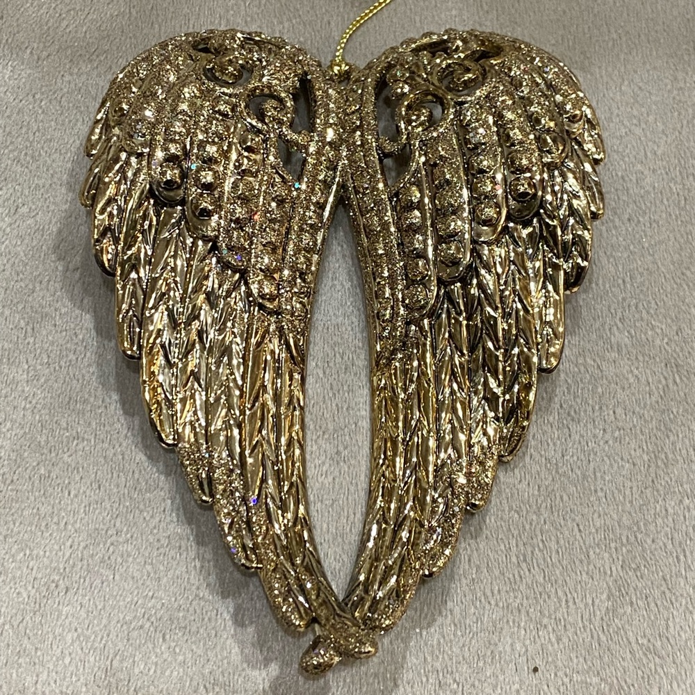 Kurt S. Adler 6” Decorative Golden Shimmer Angel Wings Hanger Christmas Ornament